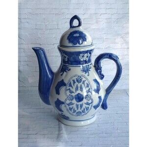 Chinese Porcelain Tea Pot | Cobalt and White | Cottage Core | Gift Idea